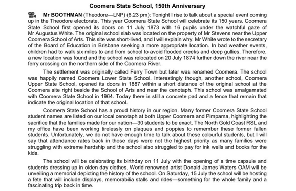 Coomera State School 150th Year Celebration